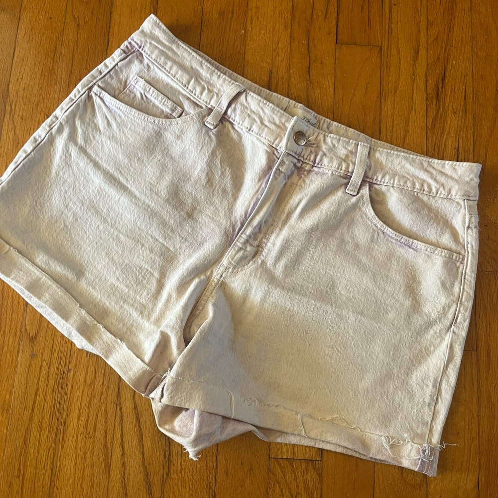 Universal Thread midi acid washed purple denim shorts